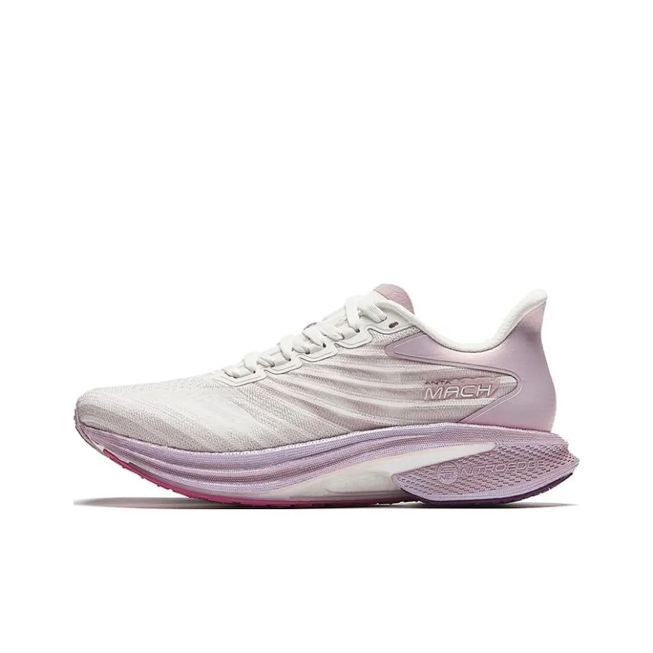 Anta MACH 4.0 Shock Absorbers Slip Resistant Low Top Sprint Running Shoes Women's White Pink