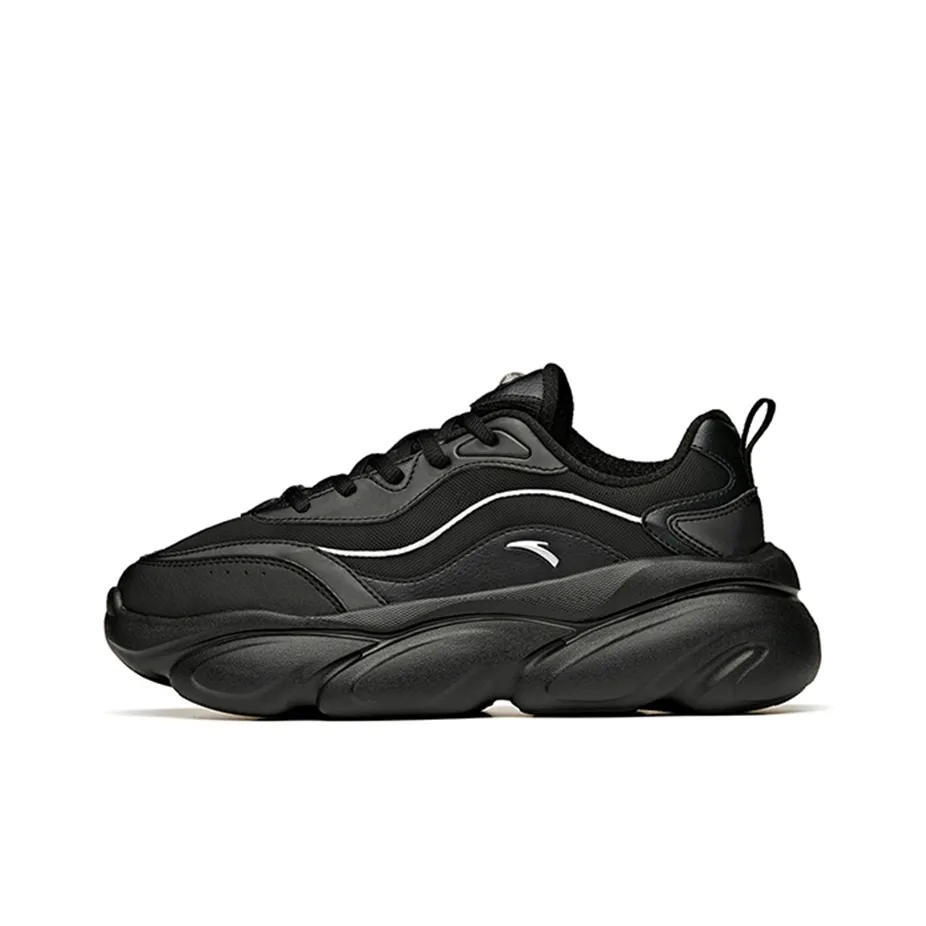 Anta Cat Paw Shock Absorbers Slip Resistant, Abrasion Resistant, Breathable Low Top Chunky Sneakers Women's Black
