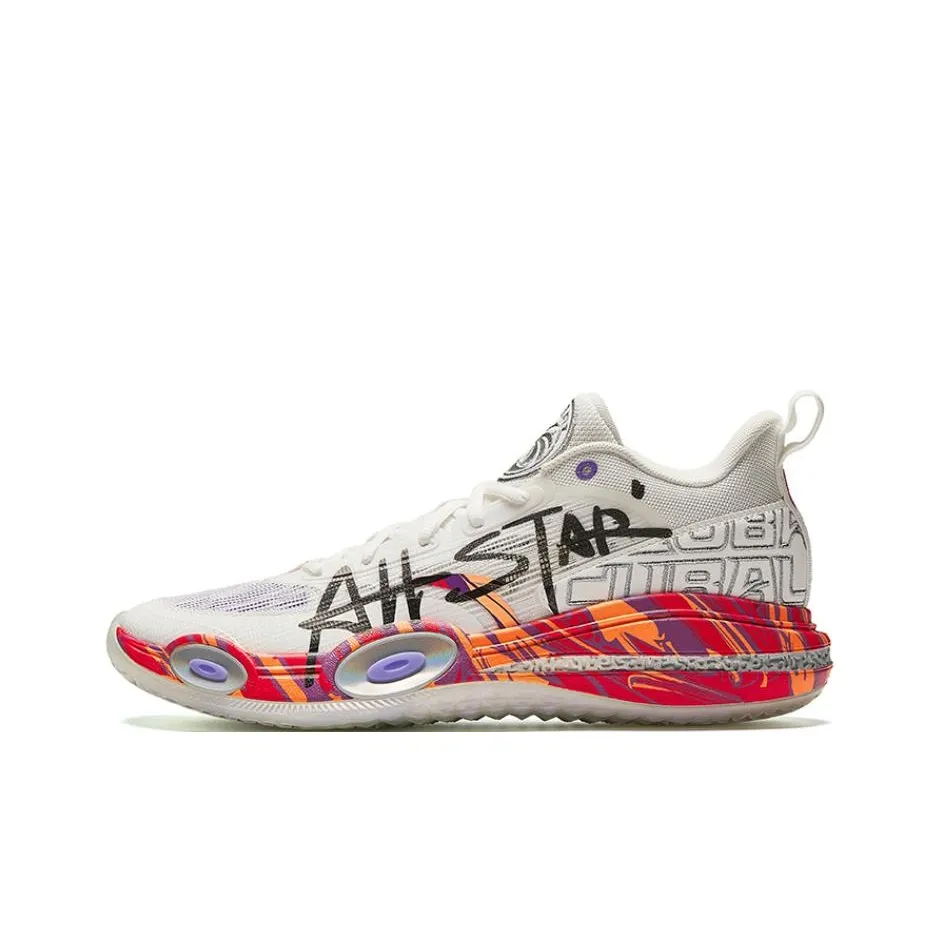 ANTA Basketball Shoes Men Low Top Papyrus White/Black/Fiery Red