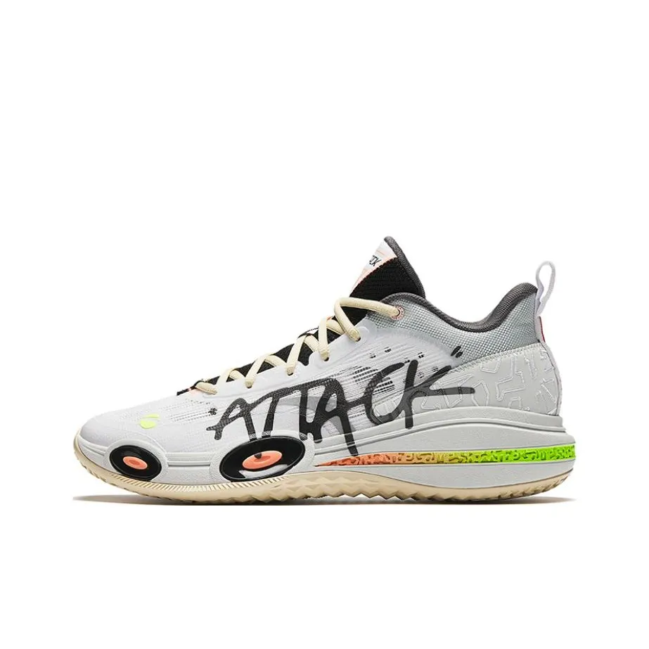 ANTA Assault 1st Generation Low Топ Баскетбольные кроссовки Мужские Белый Серый Зеленый