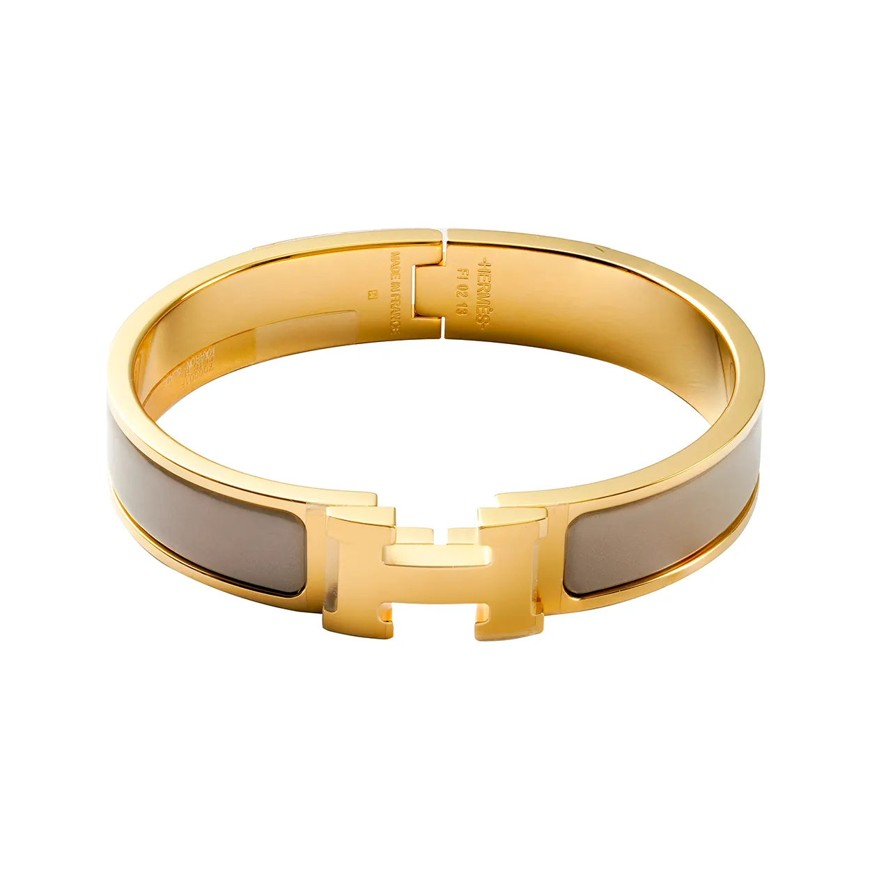 HERMES Gold Plated Bangles Women's Light Umber/Gold