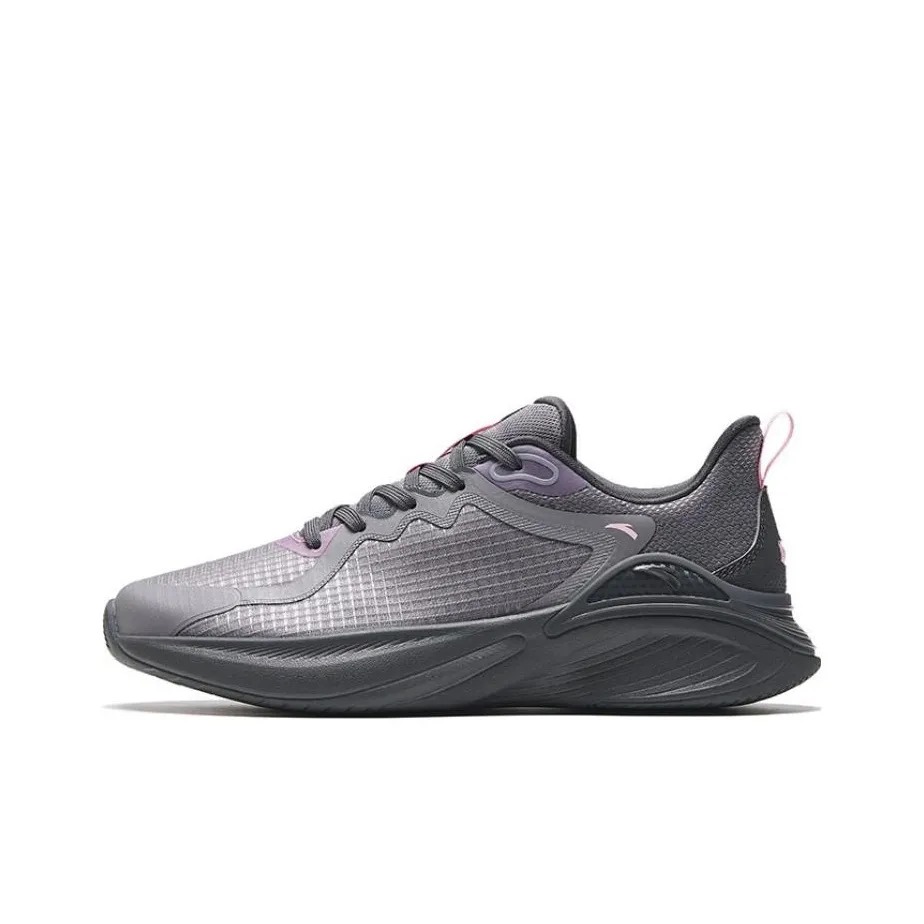 Anta City Anti Slip Wear Resistant Low Top Running Shoes Women's Gray Pink
