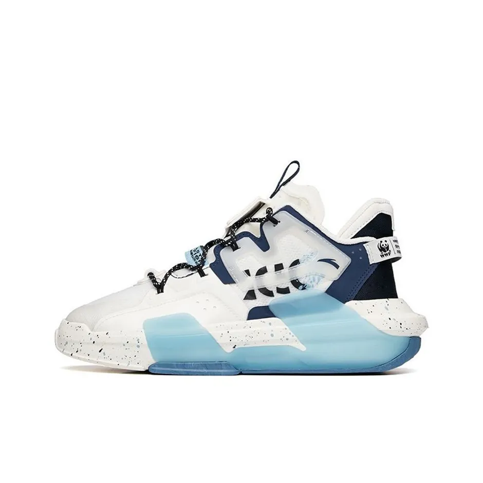 WWF Anta Bastard 3.0 Anti-Slip And Wear-Resistant Lightweight Mid-Top Skateboard Shoes White Blue