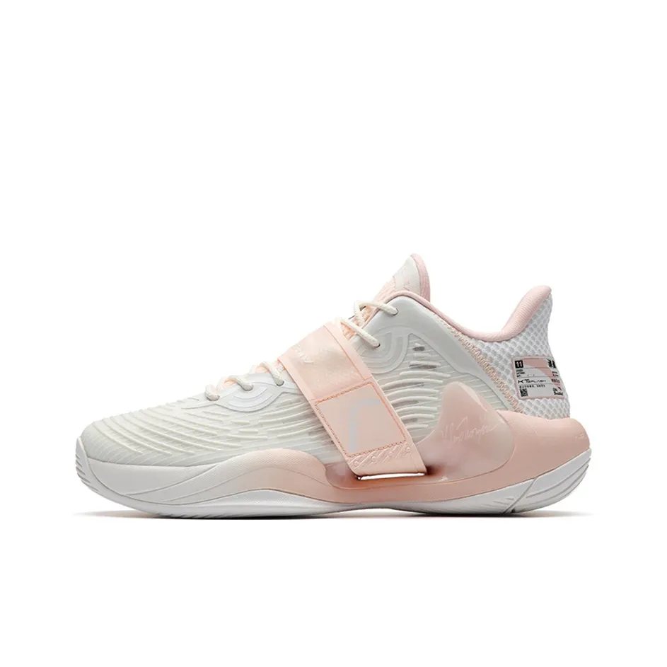 Anta Water Flower 4 Slip-Resistant Cushioning Wear-Resistant Low-Top Basketball Shoes White Pink