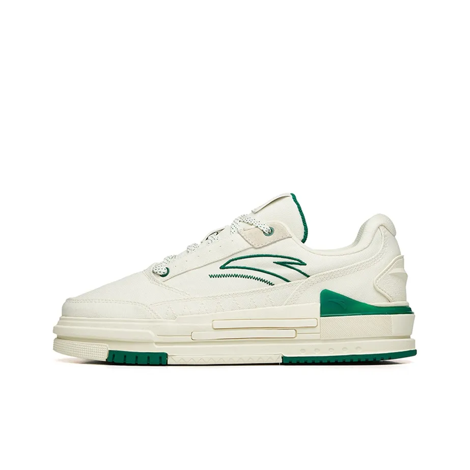 Anta Bump Wear-Resistant Slip-Resistant Low-Top Skateboard Shoes Men's White Green