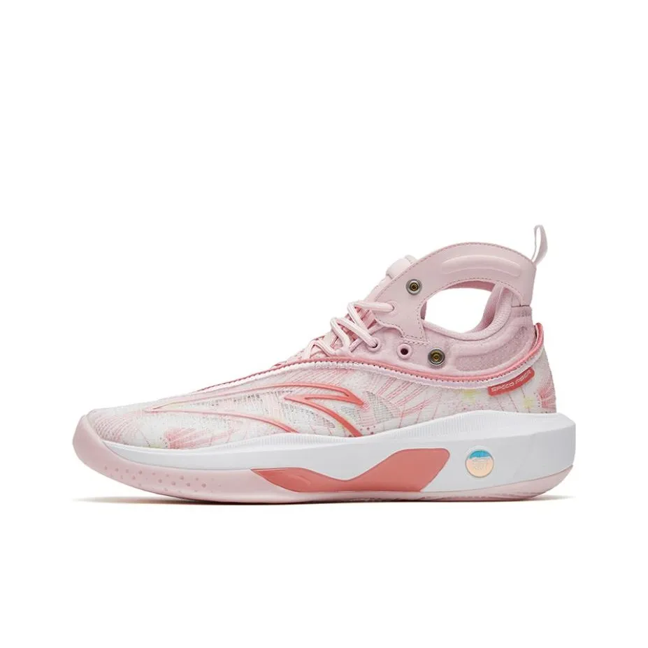 ANTA KT8 520 Амортизирующие подошва Устойчивая к истиранию Высокий топ Баскетбольные кроссовки для игры Мужские Розовый Белый