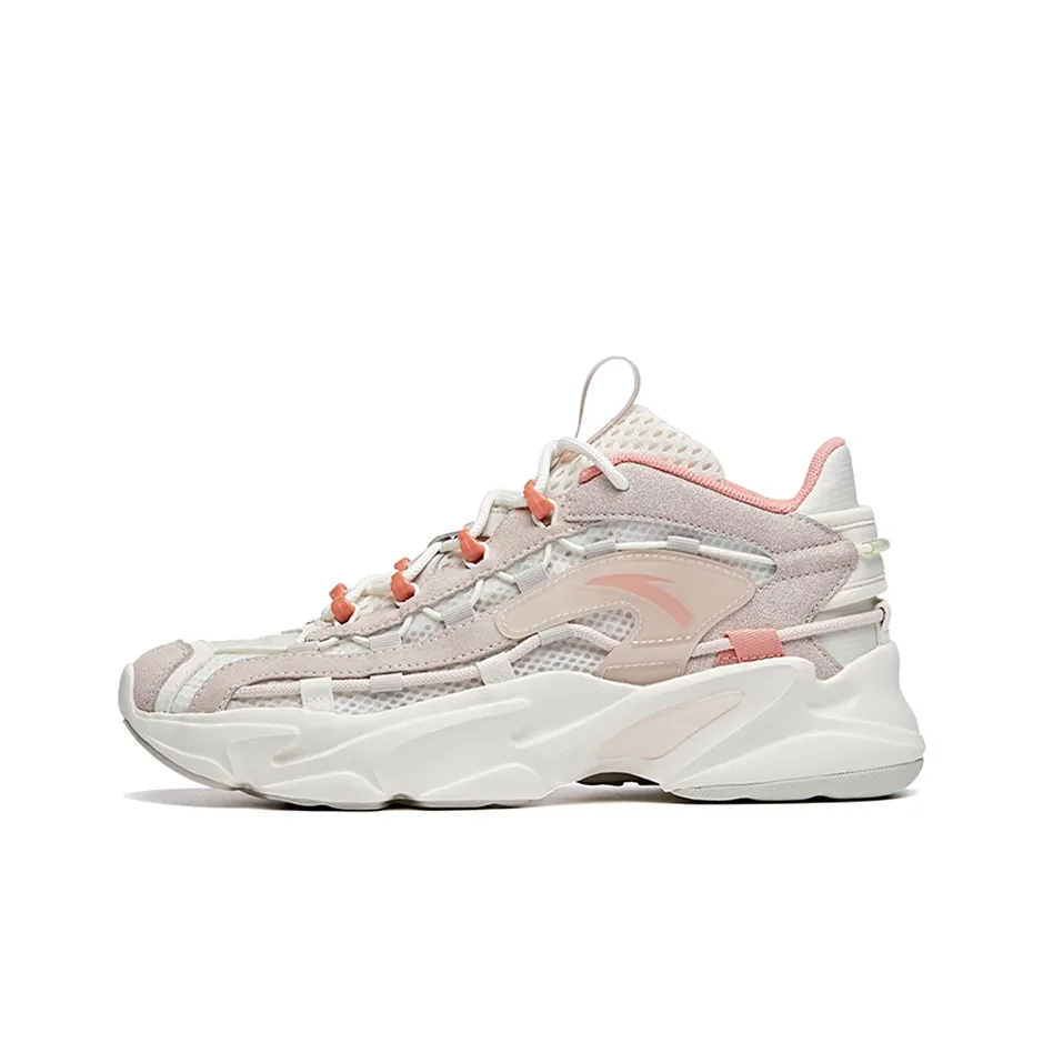 ANTA Walker Шокабронирующие Противоскользящие Устойчивые к истиранию Дышащие Низкий Топ Кроссовки с Толстой Подошвой Женские Белые Розовые