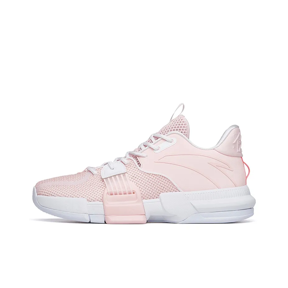 ANTA Craze 1 Slip-Resistant Abrasion-Resistant MID Баскетбольные кроссовки для игры Мужские Розовые Белые