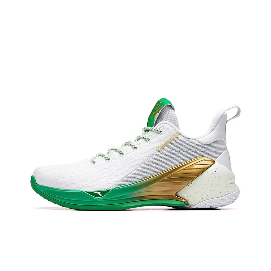 Anta KT4 Thompson Anti Slip Wear Resistant Breathable Lightweight Low Top Basketball Shoes Men's White Green Gold