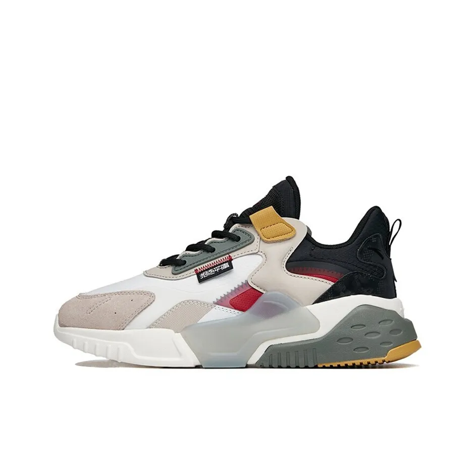 Anta Rubik's Cube Cushioning Anti Slip And Wear Resistant Low Top Chunky Sneakers White Gray Black