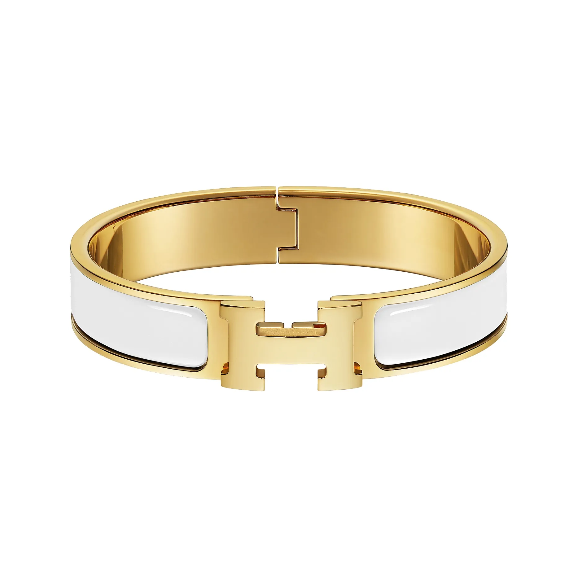 HERMES 20th Century Narrow Enamel Clic H Bracelet Pm Costume Bracelet