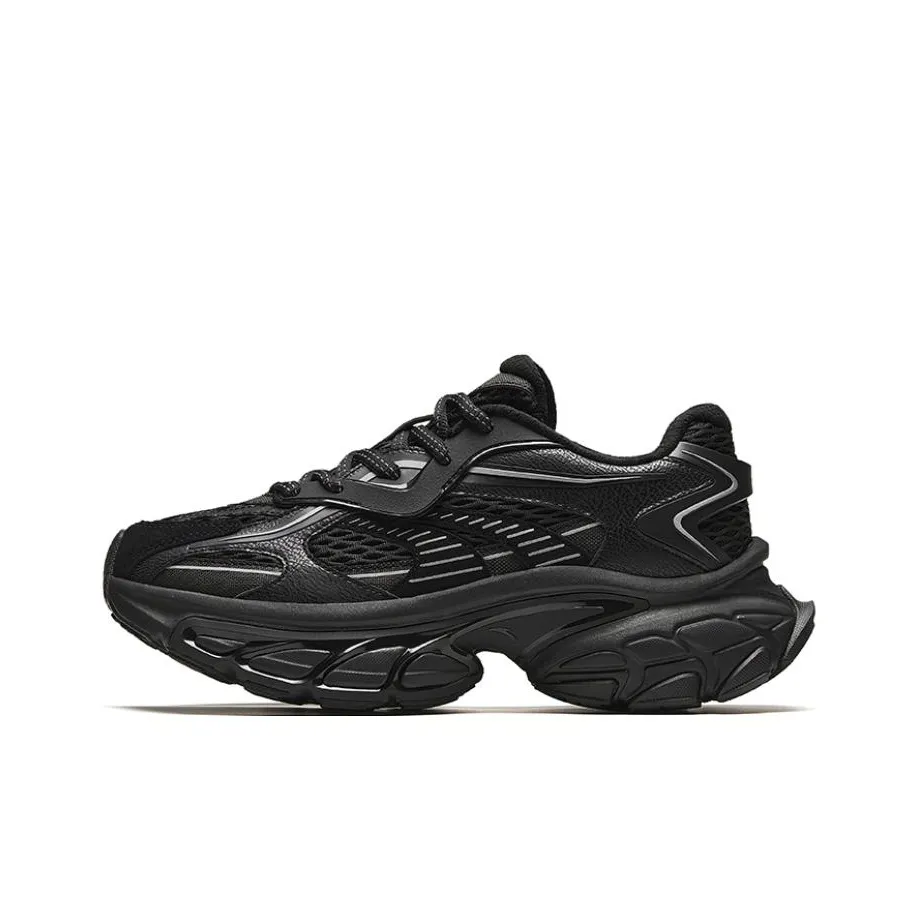 Anta Star Moon Series Cushioning Wear Resistant Low Top Chunky Sneakers Men's Black