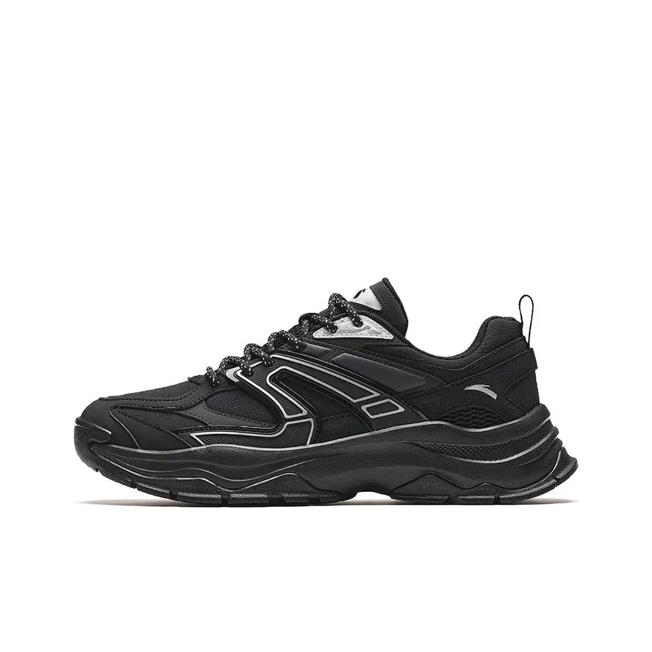 Anta Hot Cushioning Wear Resistant Low Top Casual Shoes Men's Black Silver