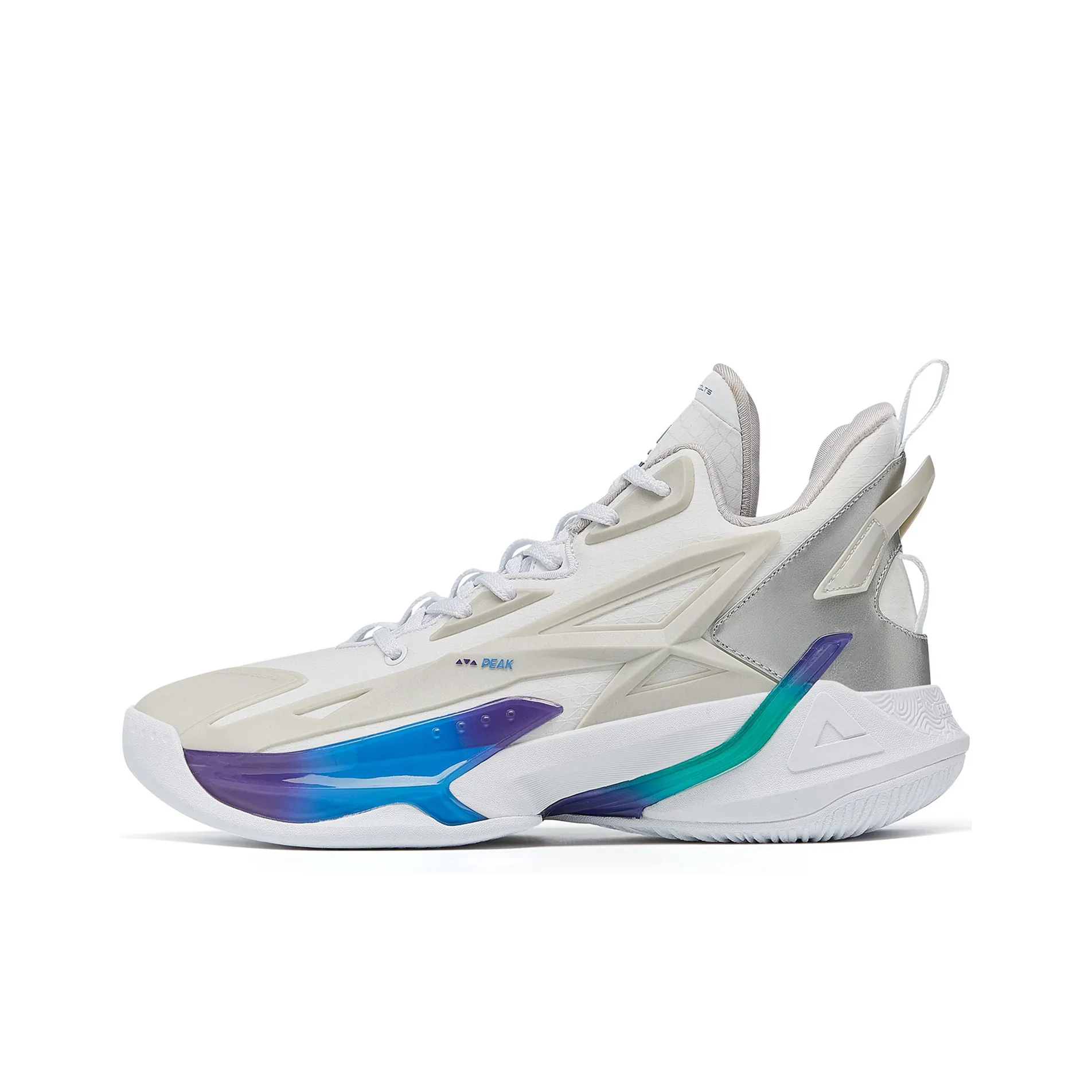 PEAK Phantom Pony 1.0 Pro Abrasion Resistant Rebound Breathable Mid Top Basketball Shoes Men's White Silver