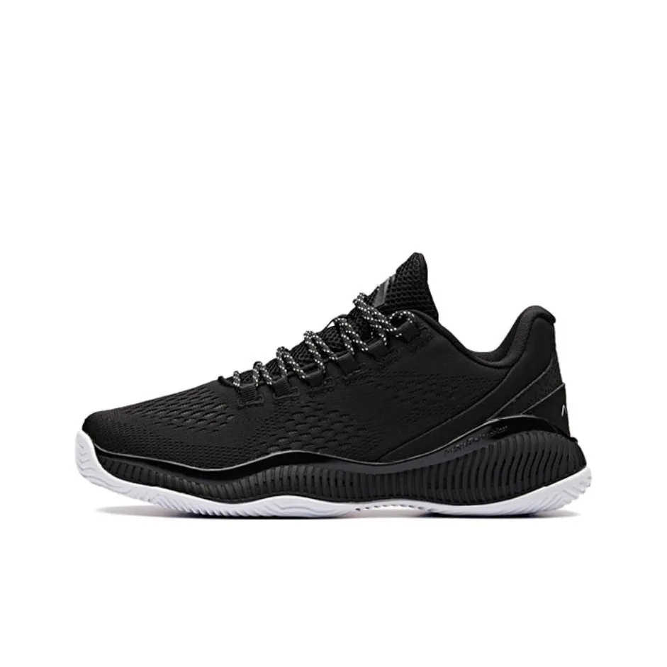 Anta Swimming Dragon Cushioning, Slip Resistant, And Abrasion Resistant Low Top Basketball Shoes Men's Black White