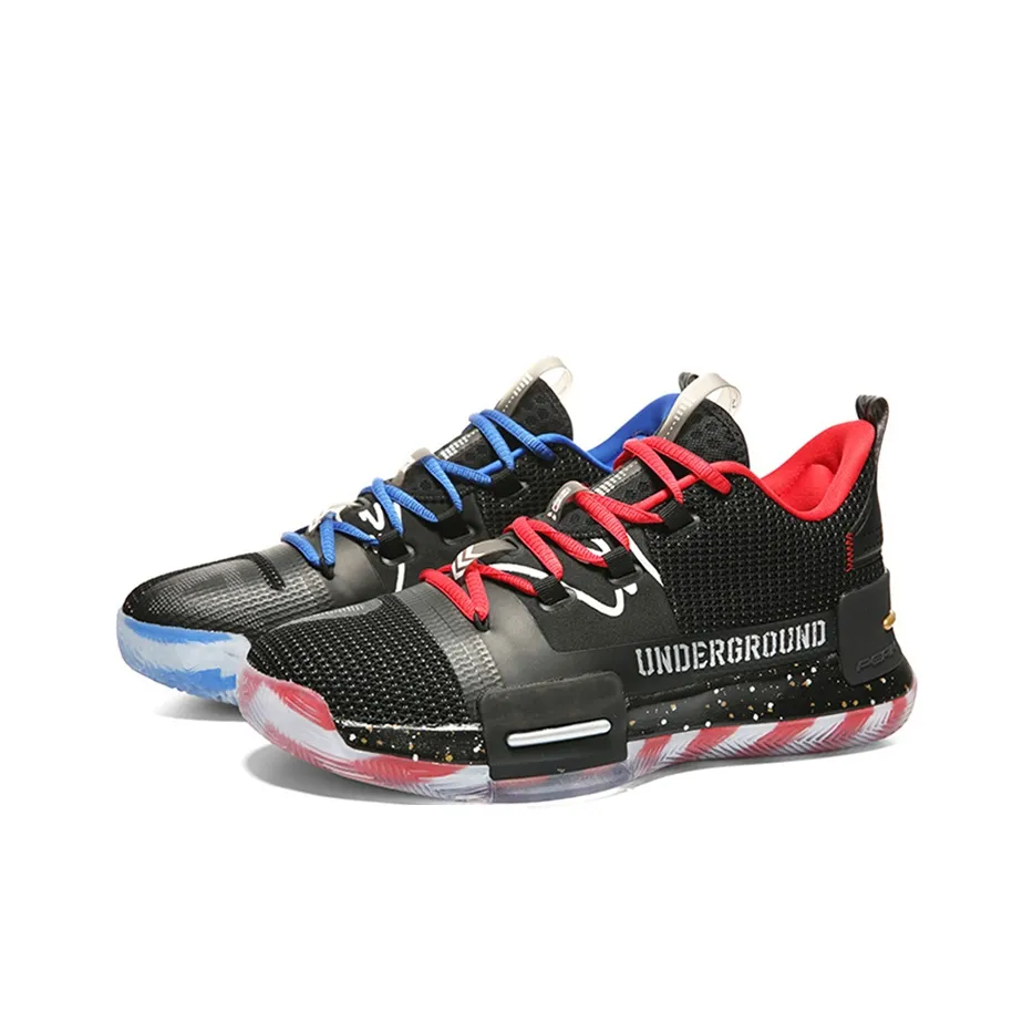 PEAK Flash Basketball Shoes Men Low-Top Black/Red/Blue
