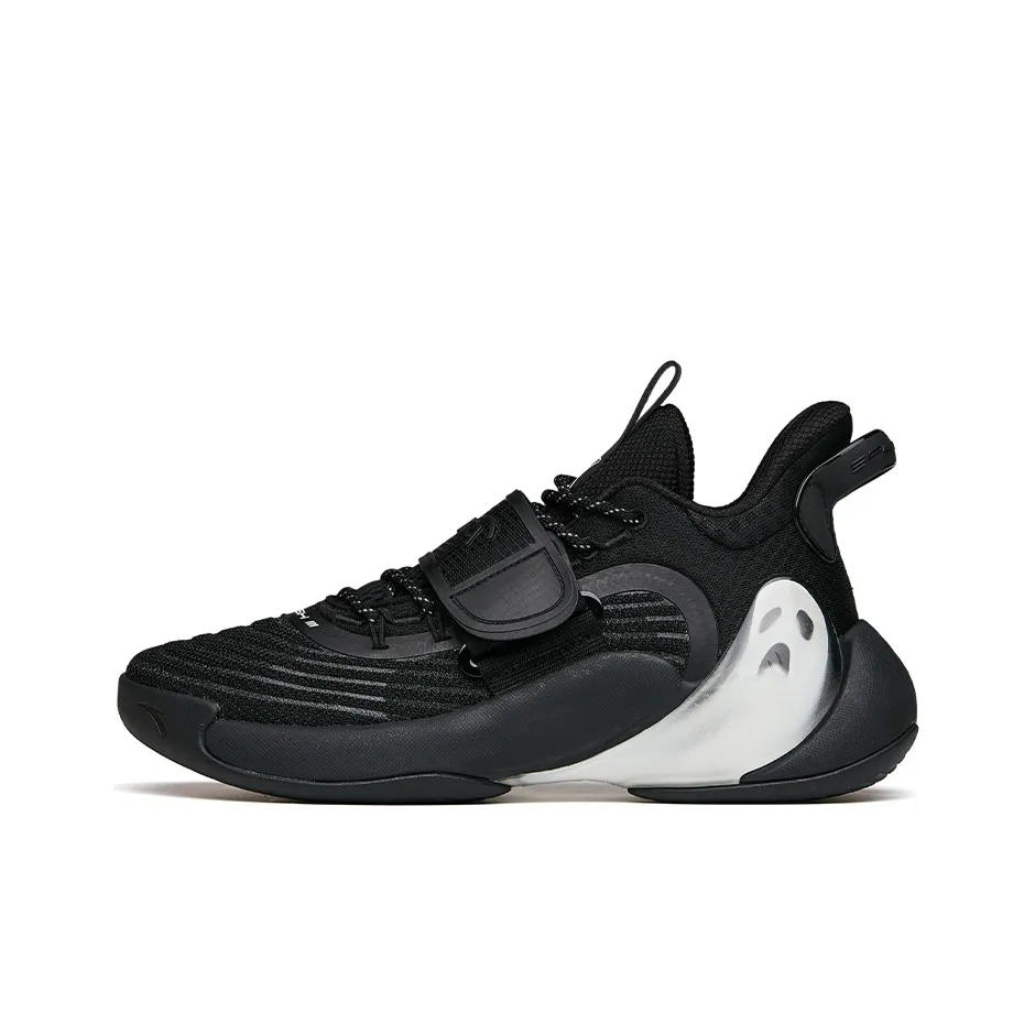 Anta Water Flower 3 Wear Resistant Slip Resistant Mid Top Performance Basketball Shoes Men's Black White
