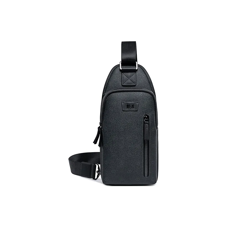 HLA Лицевая коровья кожа с синтетической кожей Sling Сумка через плечо Сумка на плечо Средний Мужской Черный