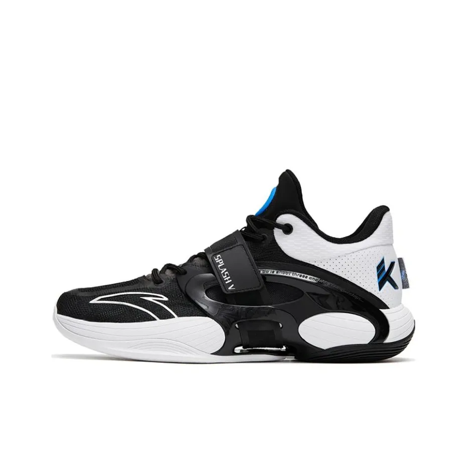 Anta KT-SPLASH-V Tiger Whale Cushioning Anti-Slip And Wear-Resistant Mid-Top Basketball Shoes Black White