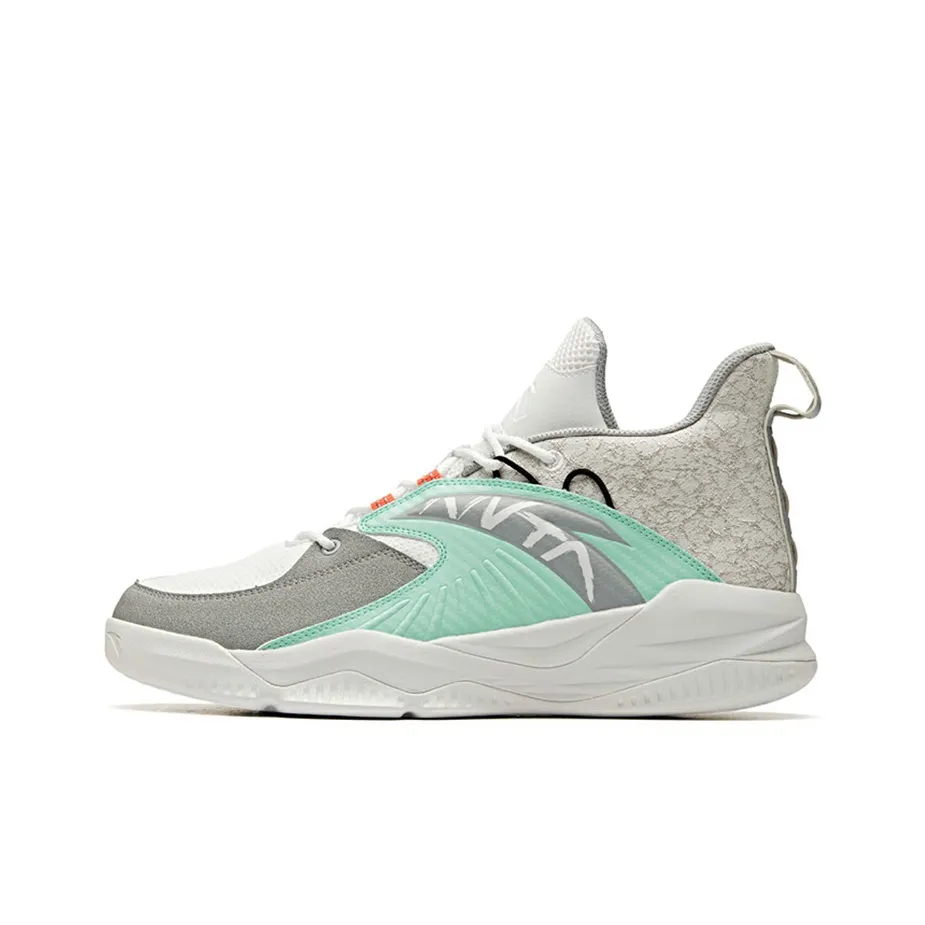 Anta Rhomboid Mid-Top Basketball Shoes Men's Gray Green