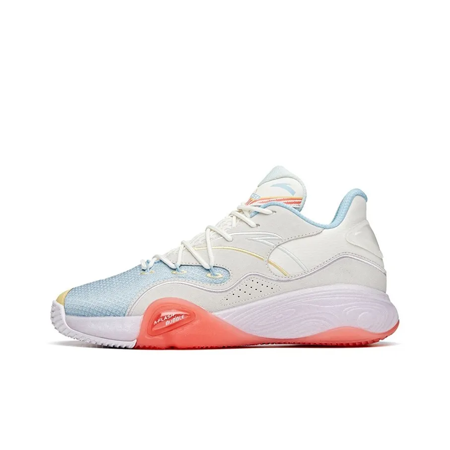 Anta A Flash Bubble 1.0 Non slip Wear resistant Shock Absorption Low Top Basketball Shoes Blue Gray Red