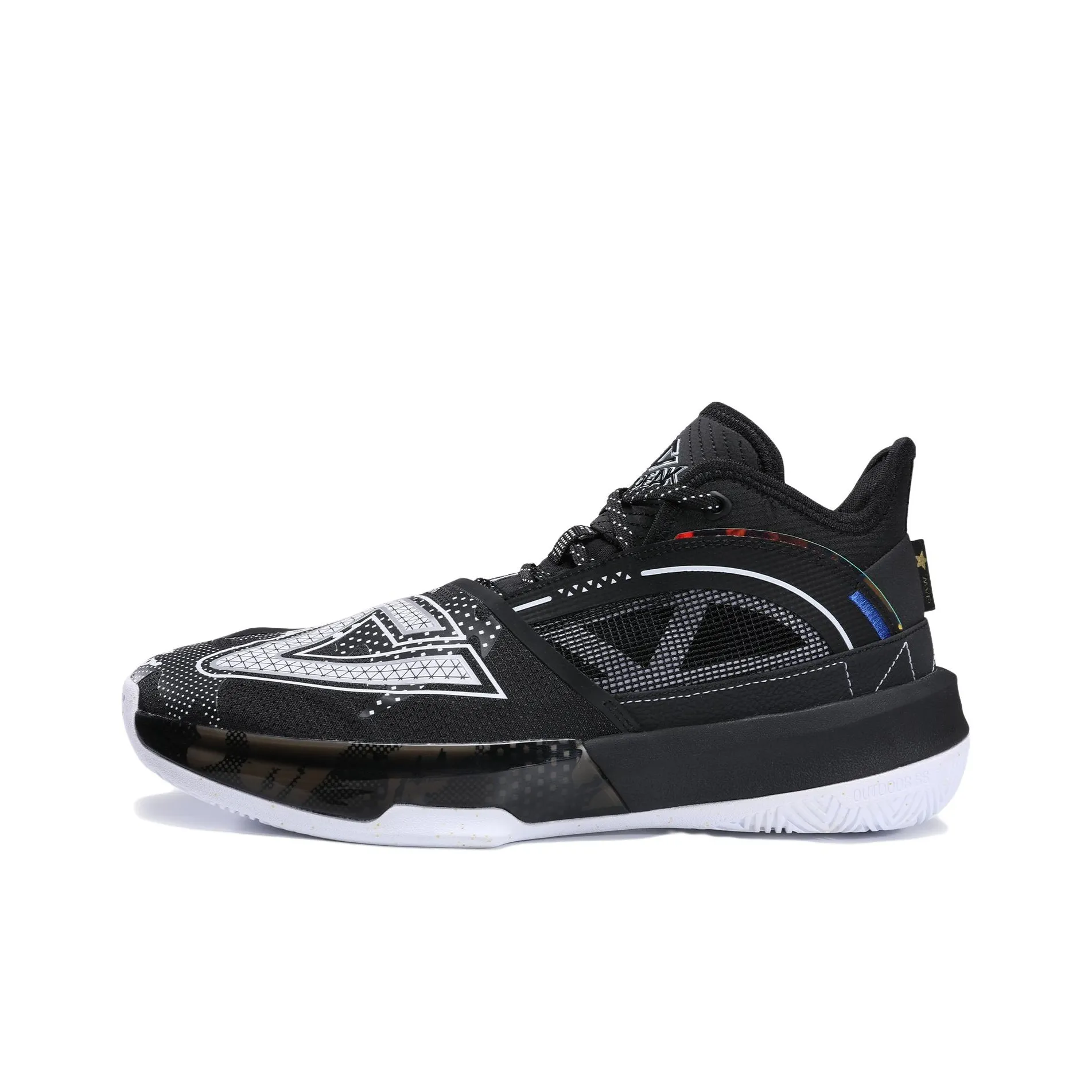 PEAK State Extremely Large Triangle 1.0 Basketball Shoes Women's Mid Top Black/All White