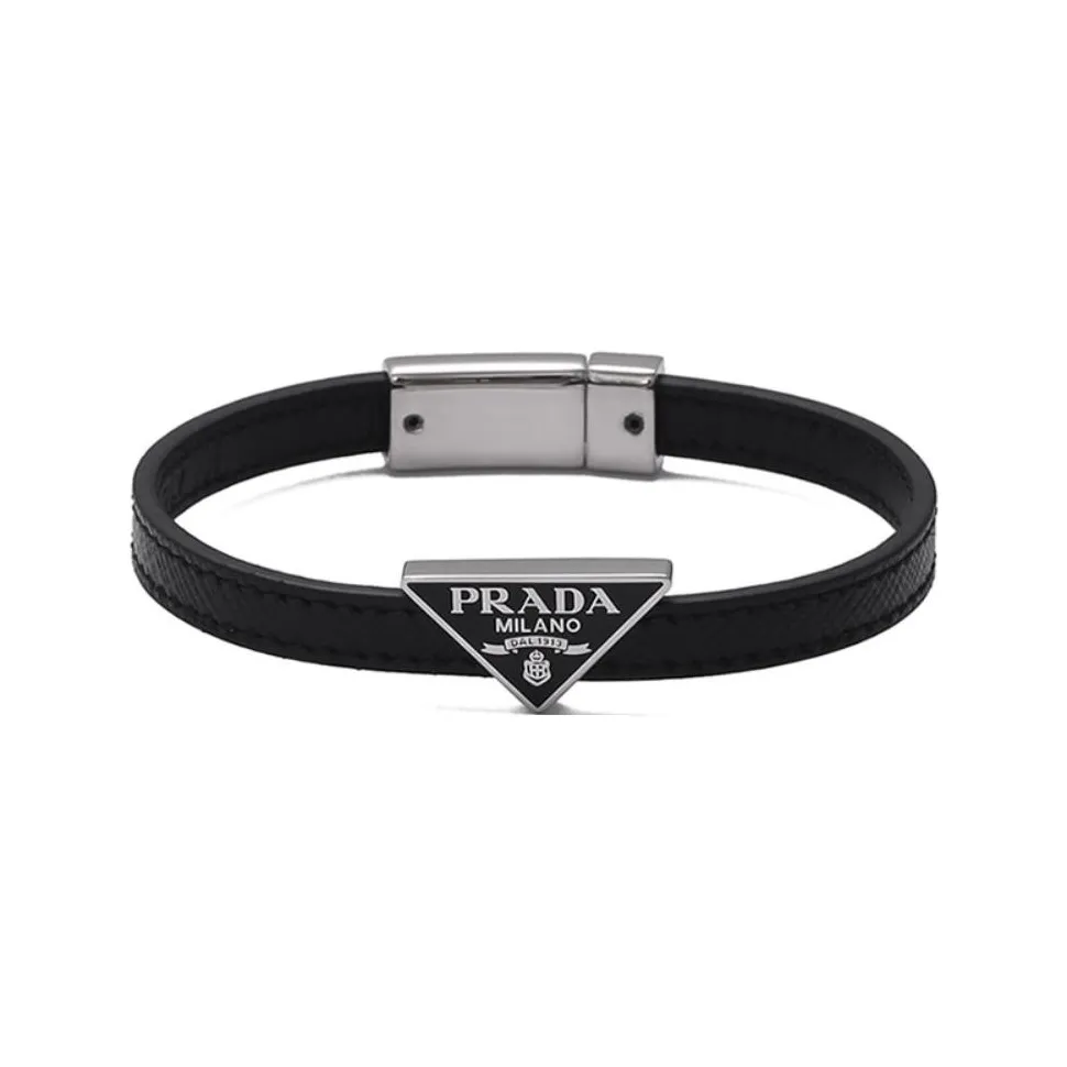 PRADA Leather Bangles Men's Black
