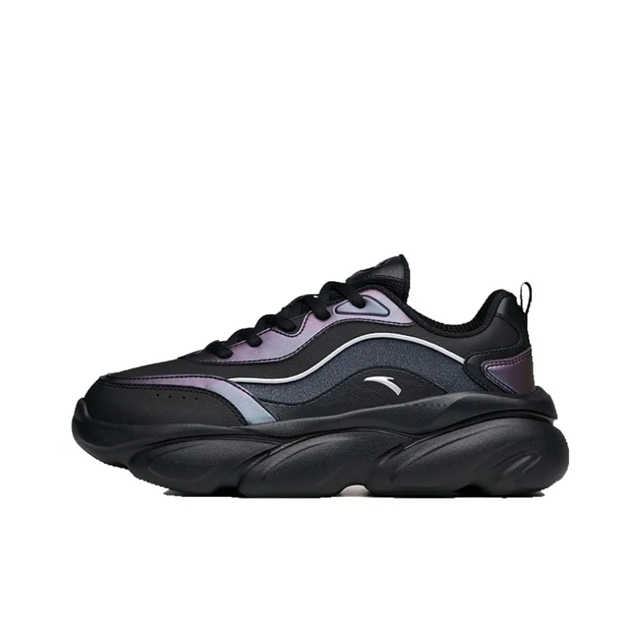 Anta Meow Shoes Paw Claws Cushioning Height Increasing Lightweight Low-Top Chunky Sneakers Women's Black Silver
