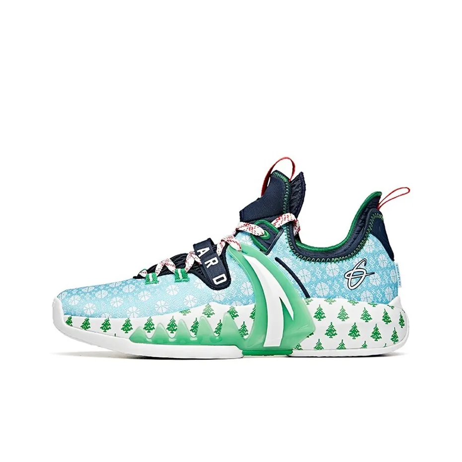 Anta GH2 'Christmas' Cushioning Anti-Slip And Wear-Resistant Low-Top Basketball Shoes Green Blue White