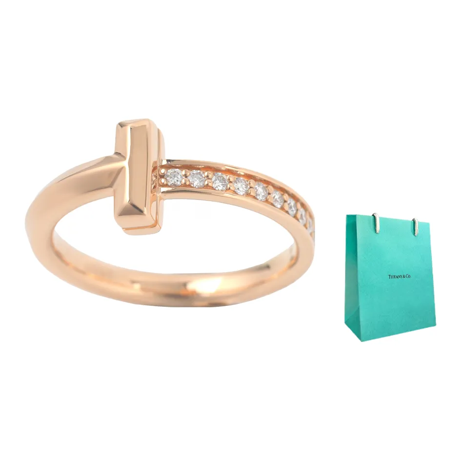 TIFFANY & CO. T Series Rings Unisex Rose Gold Shopping Bag
