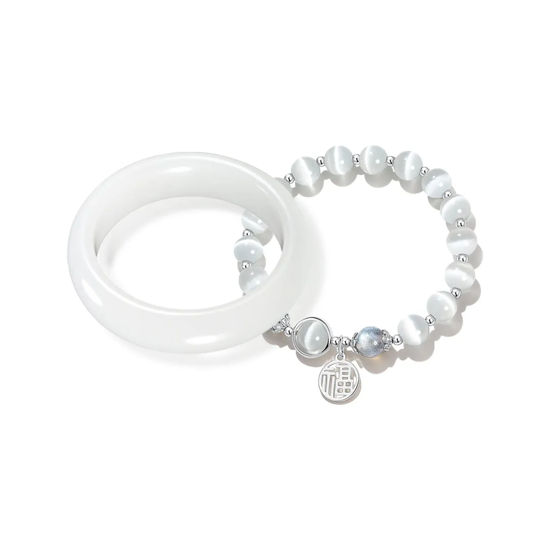 MUYAN Цветное стекло Браслет "Белый Лунный свет" Женский