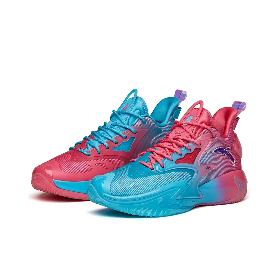 Anta Frenzy 3 Pro Mid Top Performance Basketball Shoes Men's Purple Red Mismatched