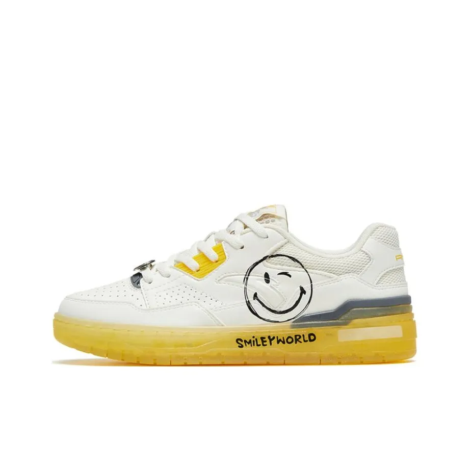 Anta Young Generation Anti Slip Wear Resistant Low Top Skateboard Shoes Women's White Yellow