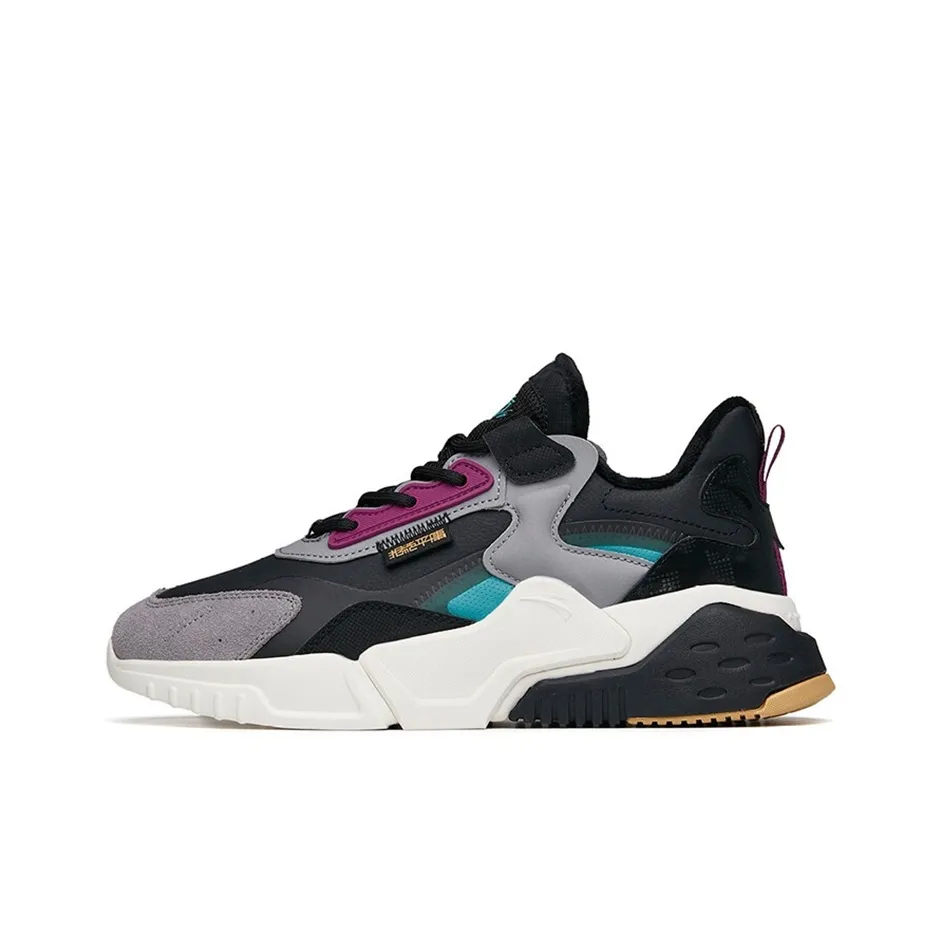 Anta Rubik's Cube Anti Slip And Wear Resistant Warm Low Top Chunky Sneakers Men's Black Gray