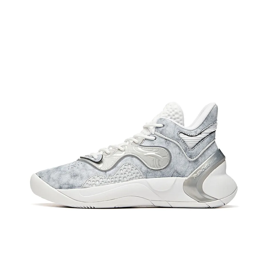 Anta The Dagger 4 Cushioning Anti-Slip And Wear-Resistant Mid-Top Basketball Shoes Gray White Silver