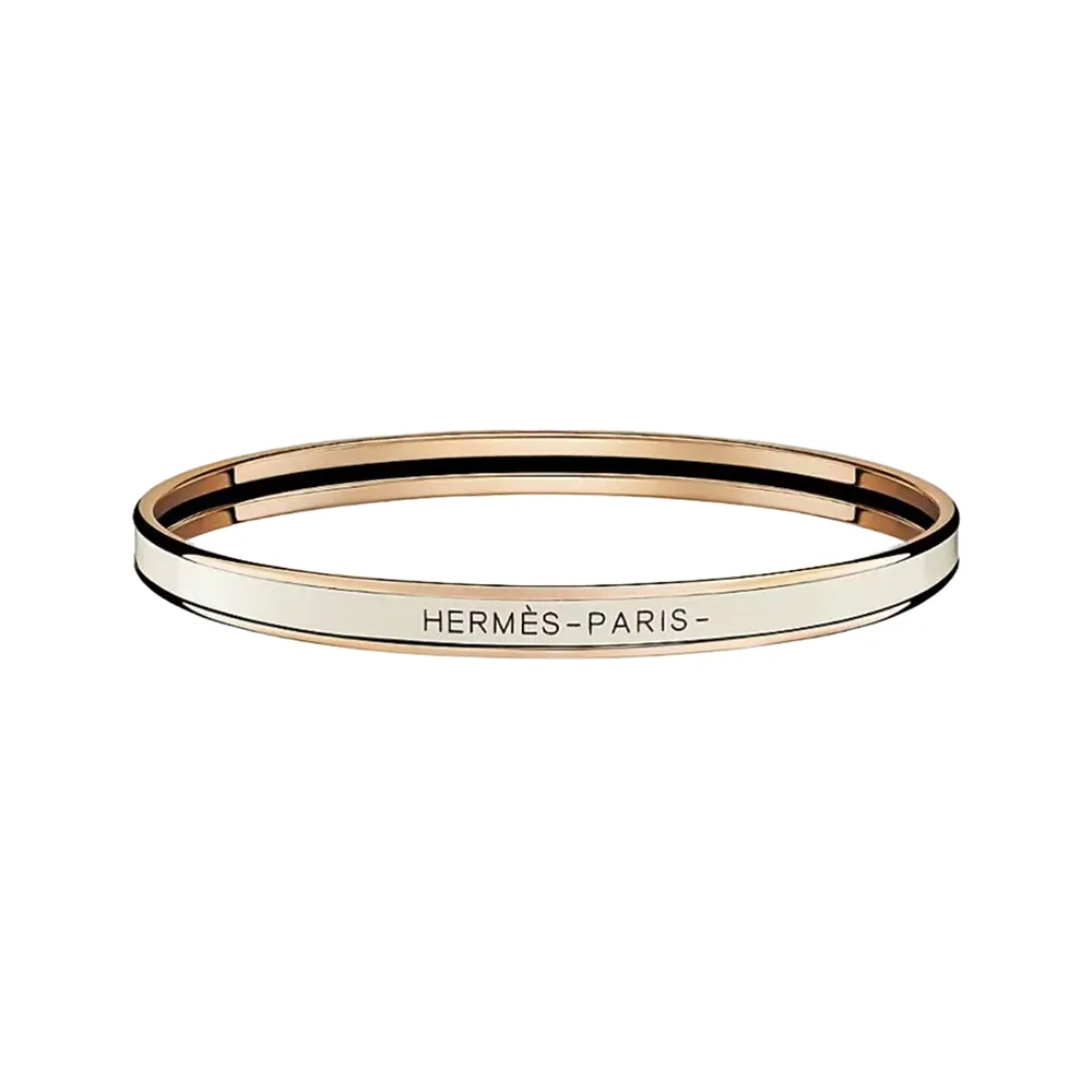 HERMES Rose Gold Plated Bangles Women's Cream White