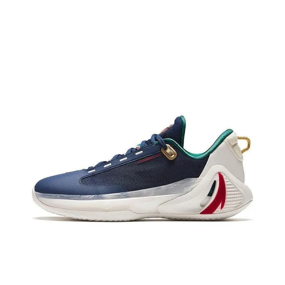 ANTA GH4 Износостойкие Дышащие Низкие Баскетбольные Кроссовки Мужские Белые и Синие