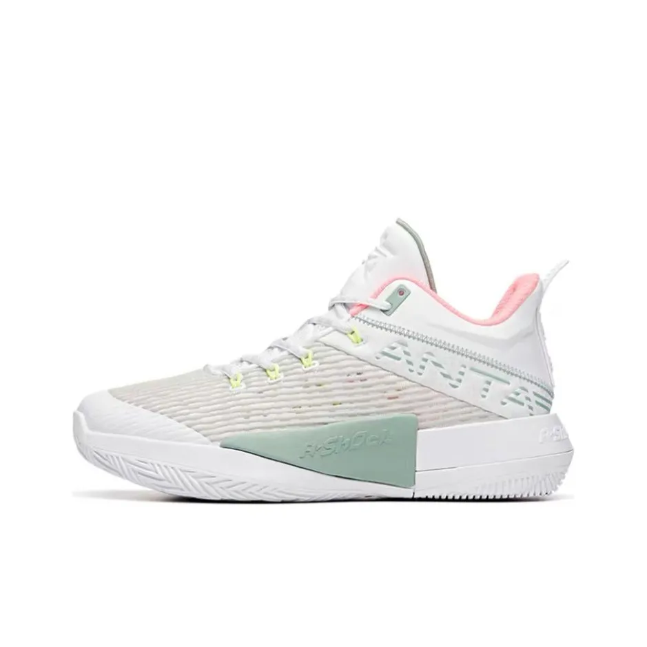 ANTA Attack 2 Амортизирующие шоки Противоскользящие Устойчивые к истиранию MID Топ Баскетбольные кроссовки Мужские Серый Белый