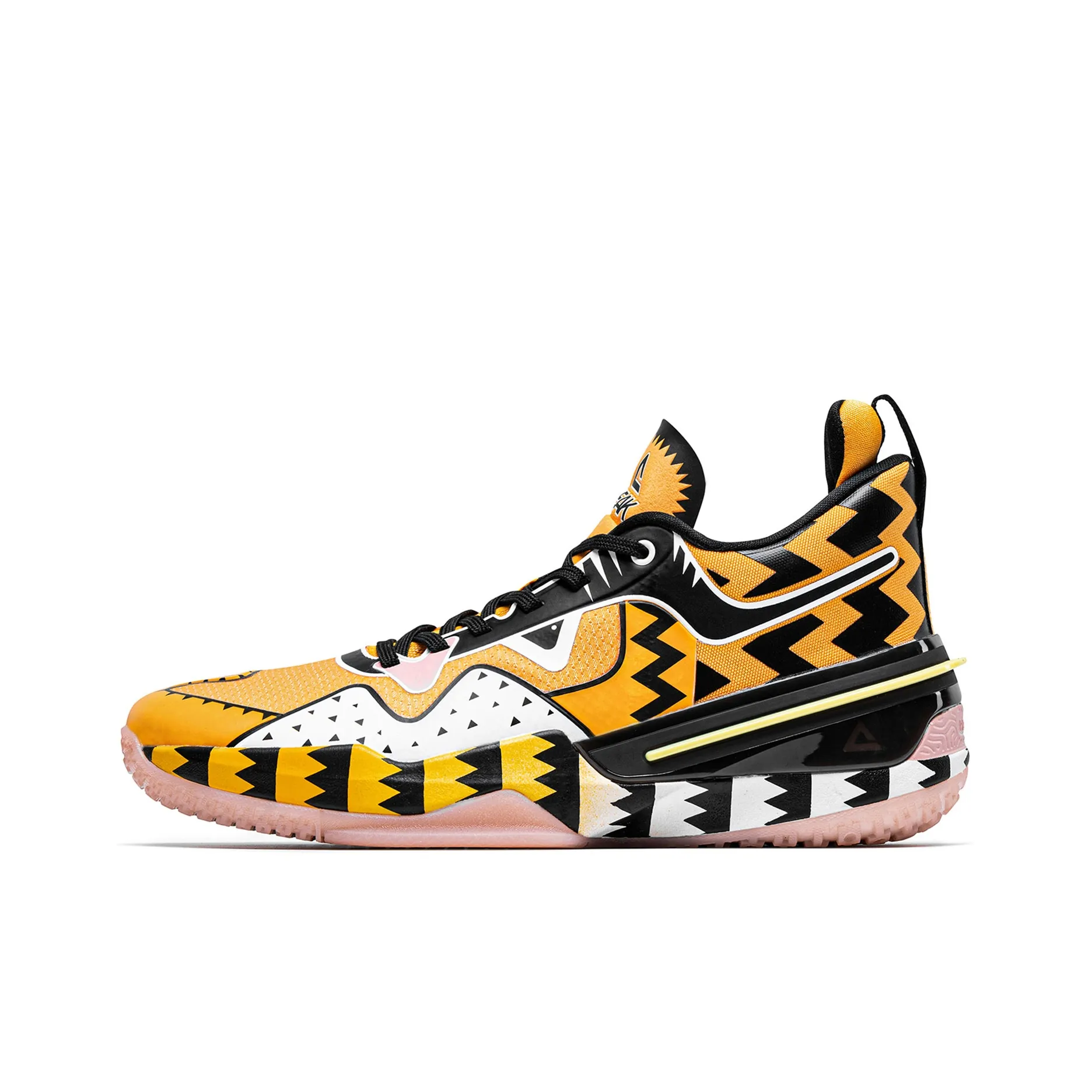 PEAK Flash 3 Cushioned Slip-Resistant Mid-Top Basketball Shoes Mango Yellow