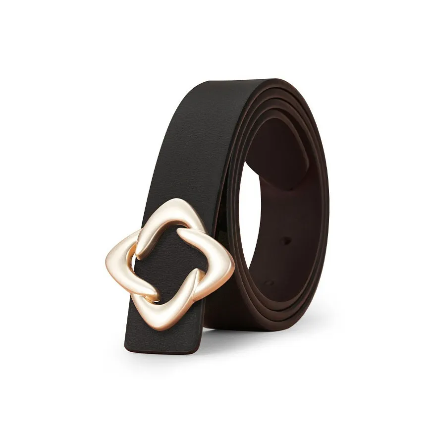 TUCANO Smooth Buckle Cow Leather Belt Casual Fashion Versatile Jeans Belt Leather Belts Women's Width 2.8CM