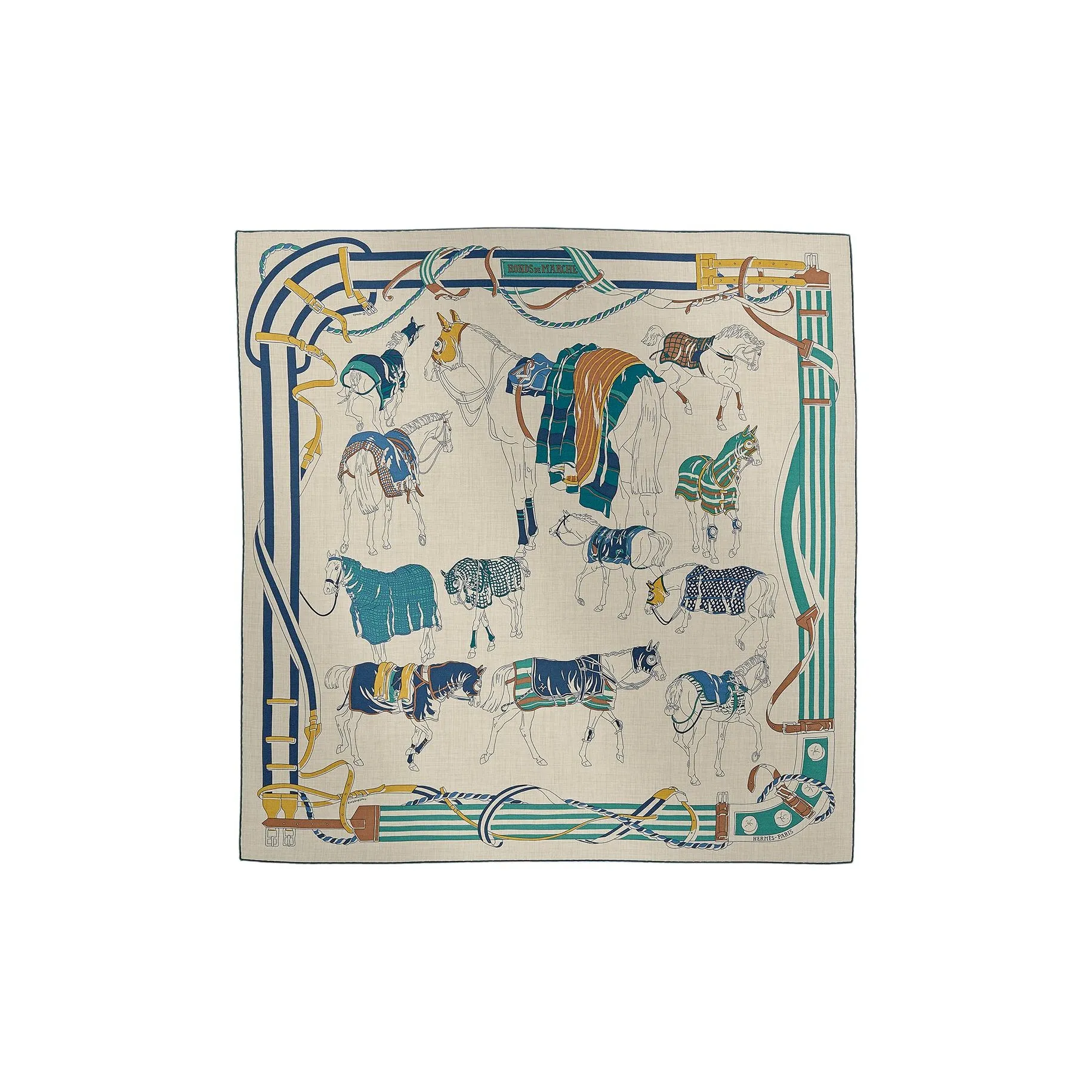 HERMES Cashmere Knit Scarves Unisex Beige