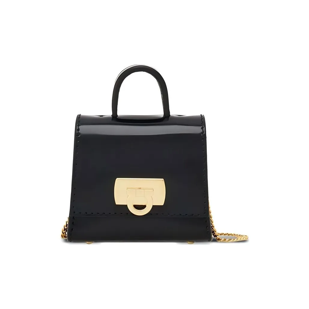 FERRAGAMO Calfskin One Shoulder Crossbody Earphone Case Women's Black