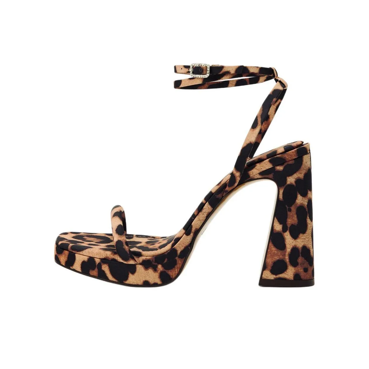 ZARA Strap Sandals 11cm Women's Leopard Print