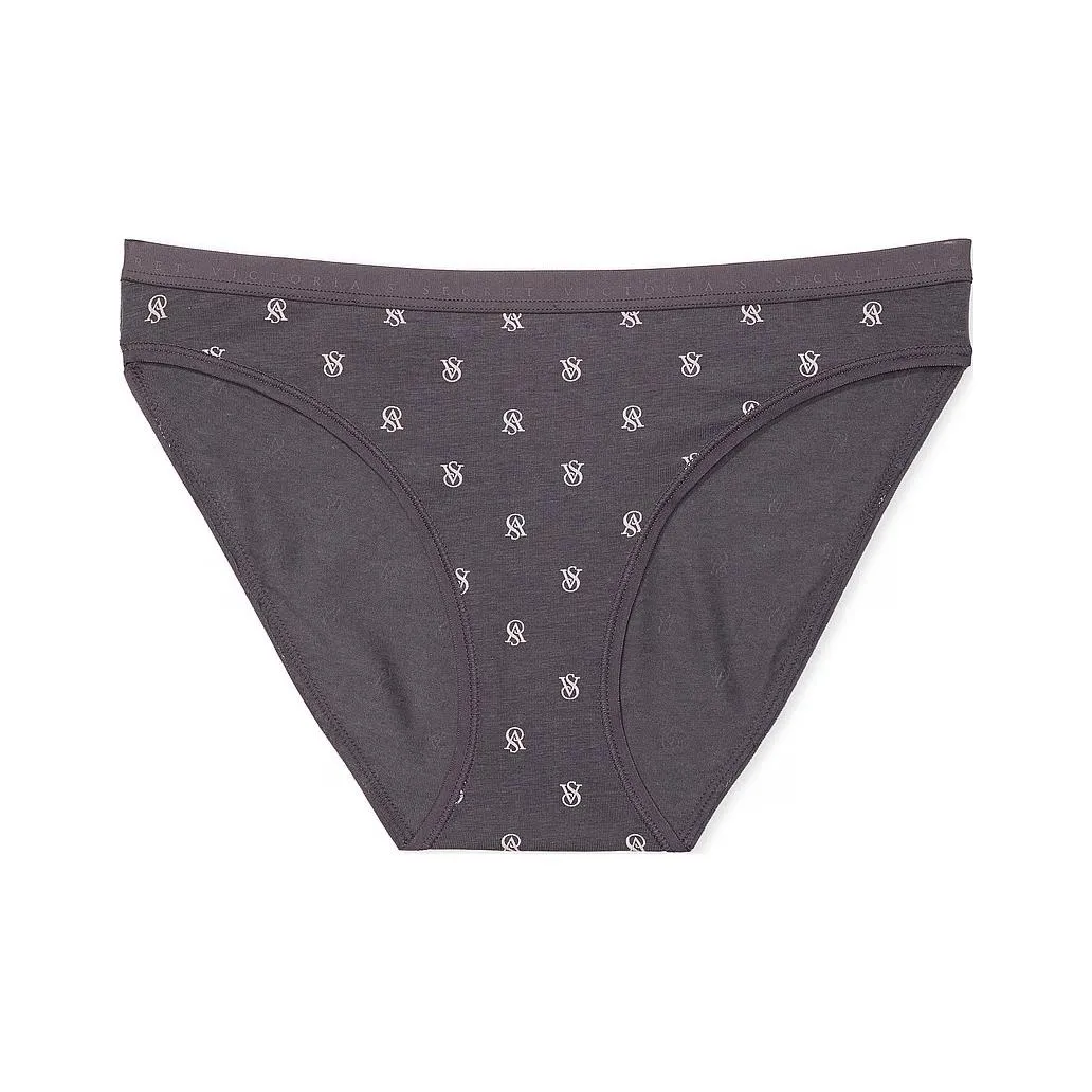 Victoria's Secret Эластичный хлопок Бикини Panty Tornado LOGOS Нижнее белье Женские 1 упаковка Серый