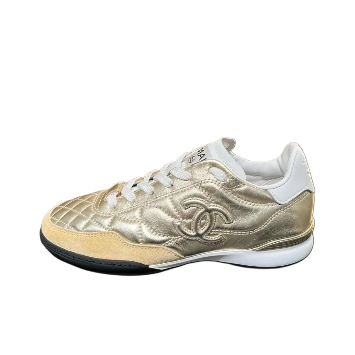 CHANEL Low Top Casual Shoes German Army Trainers Women's Gold