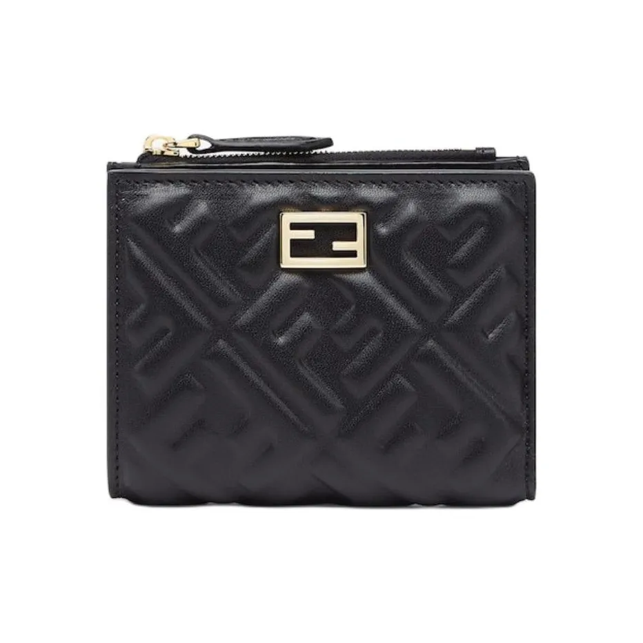 FENDI Nappa Leather Wallet Small Size Women's Black