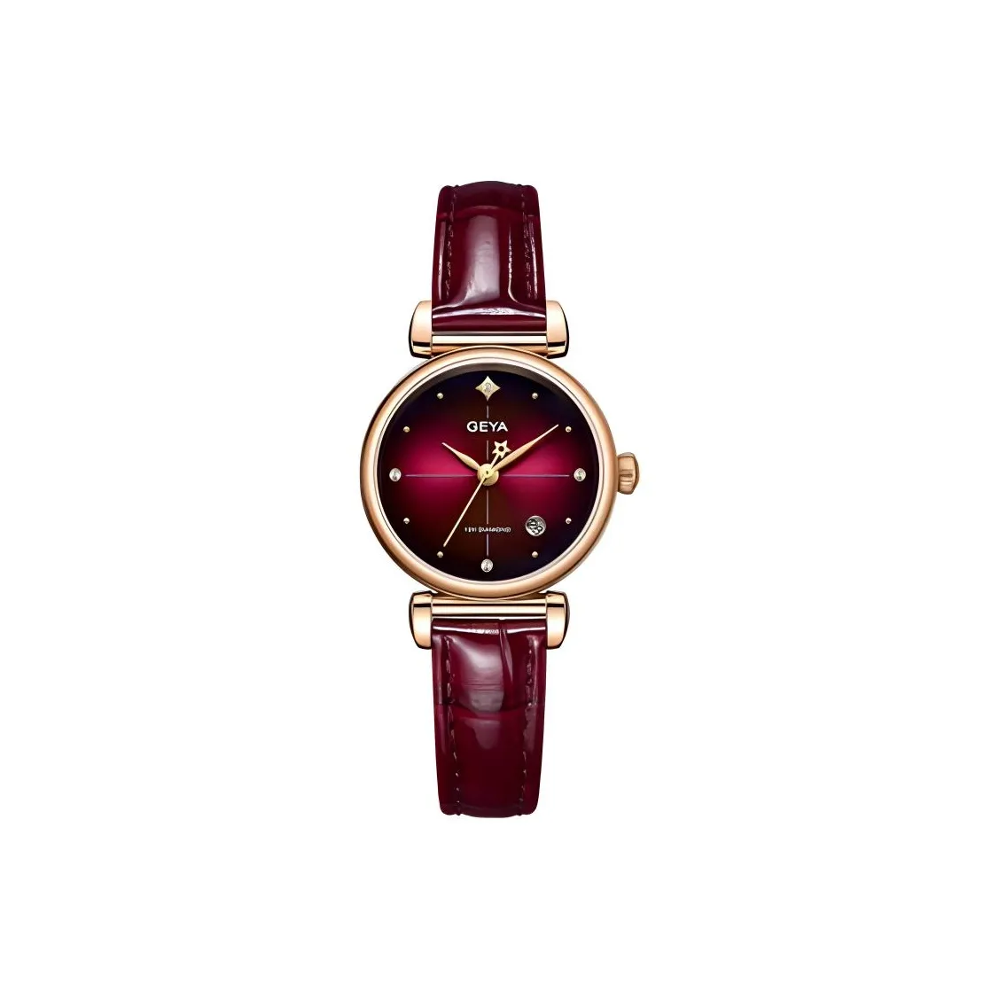 GEYA STAR COLLECTION Кварцевый механизм кожаный ремешок из коровьей кожи часы женские красный циферблат