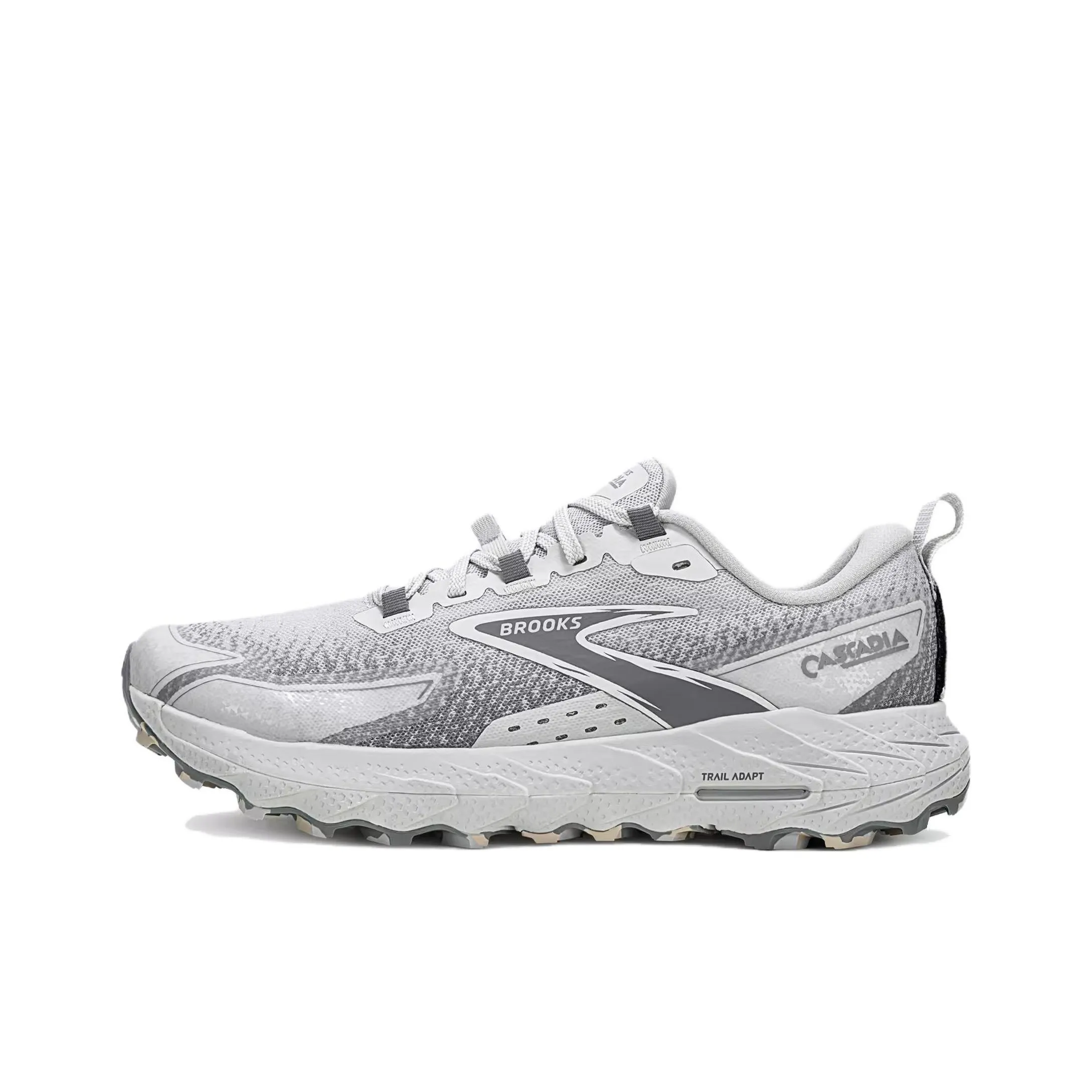 Brooks Cascadia18 Anti Slip Wear Resistant Low Top Running Shoes Men's White Gray
