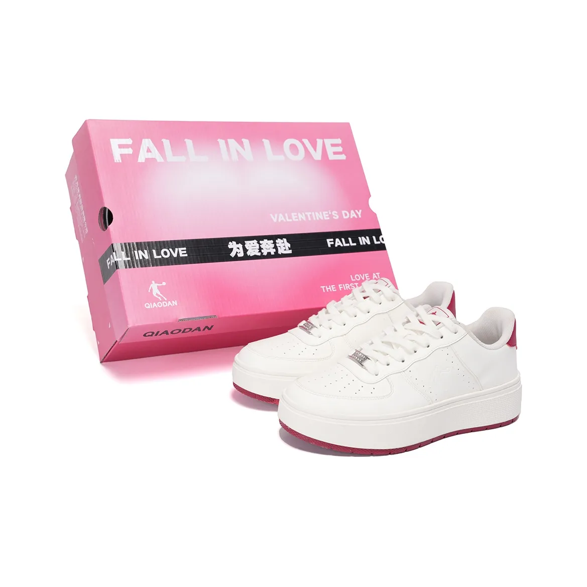 QIAODAN Five Centimeters Скейтборд Кроссовки Низкие Айвори Железо Красный Женские