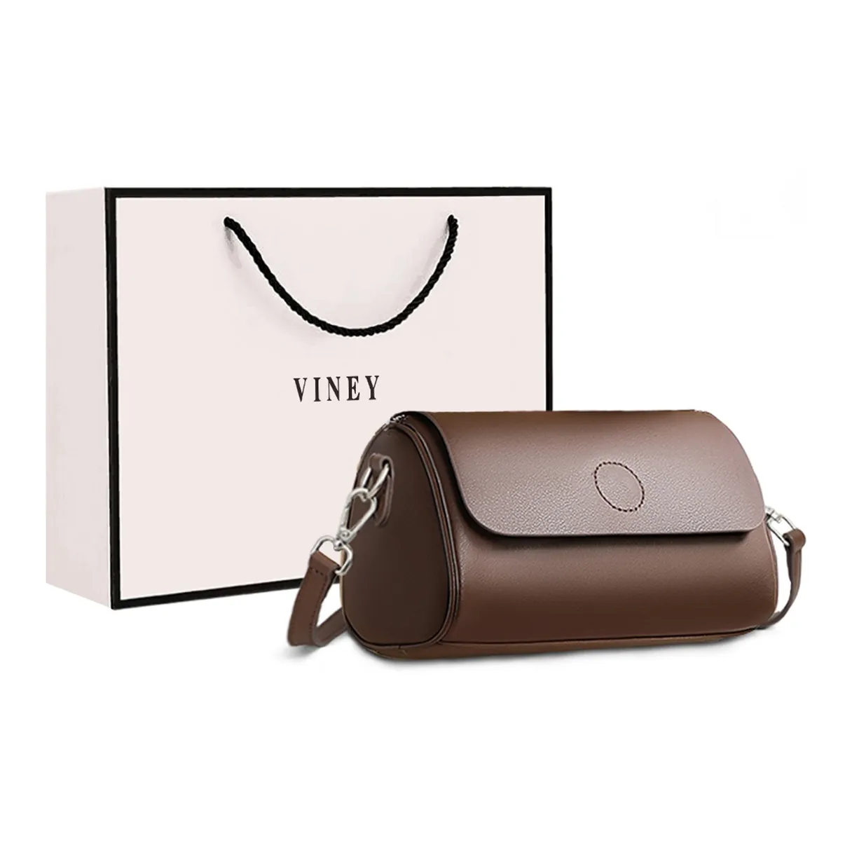 VINEY Сумка через плечо из коровьей кожи маленькая женская кофейного цвета